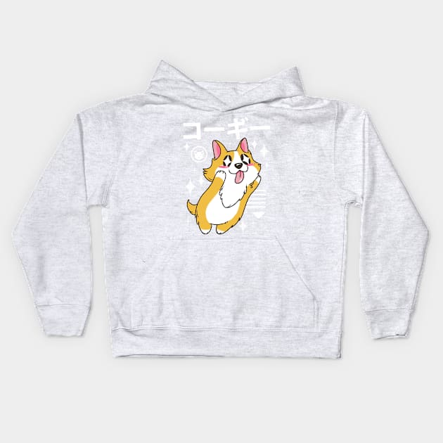 Kawaii Corgi Kids Hoodie by Vincent Trinidad Art